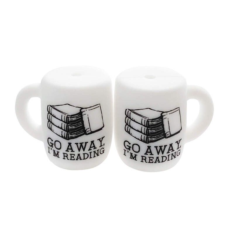 Silicone bead Mini-Mug ""Go away I'm reading"