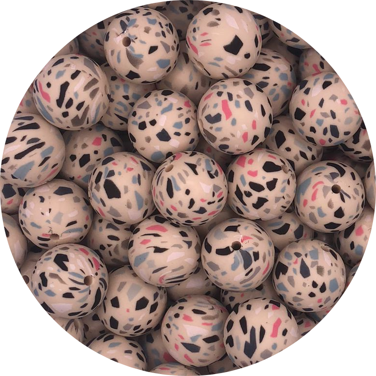 Printed Dirty Terrazzo-19mm-round-10pack