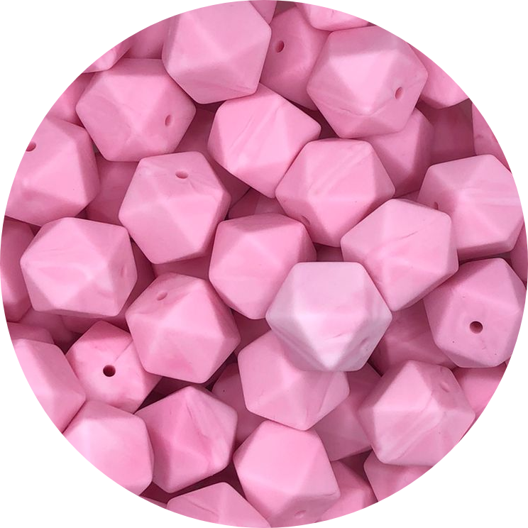 Pink Marble-17mm-Hexagon-10Pack