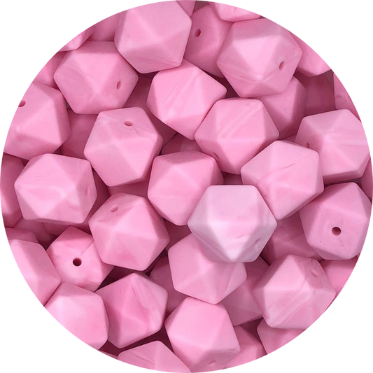 Pink Marble-17mm-Hexagon-10Pack