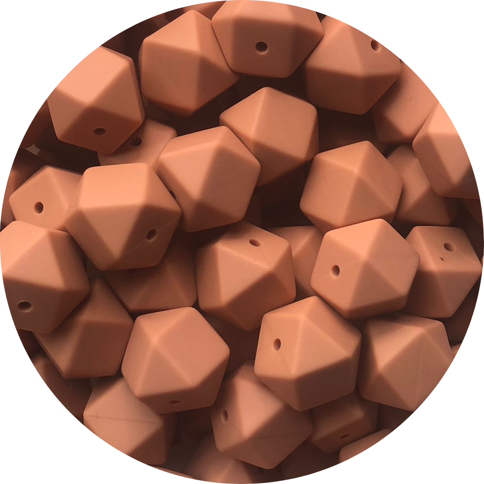 Dusty Coral-17mm-Hexagon-10Pack