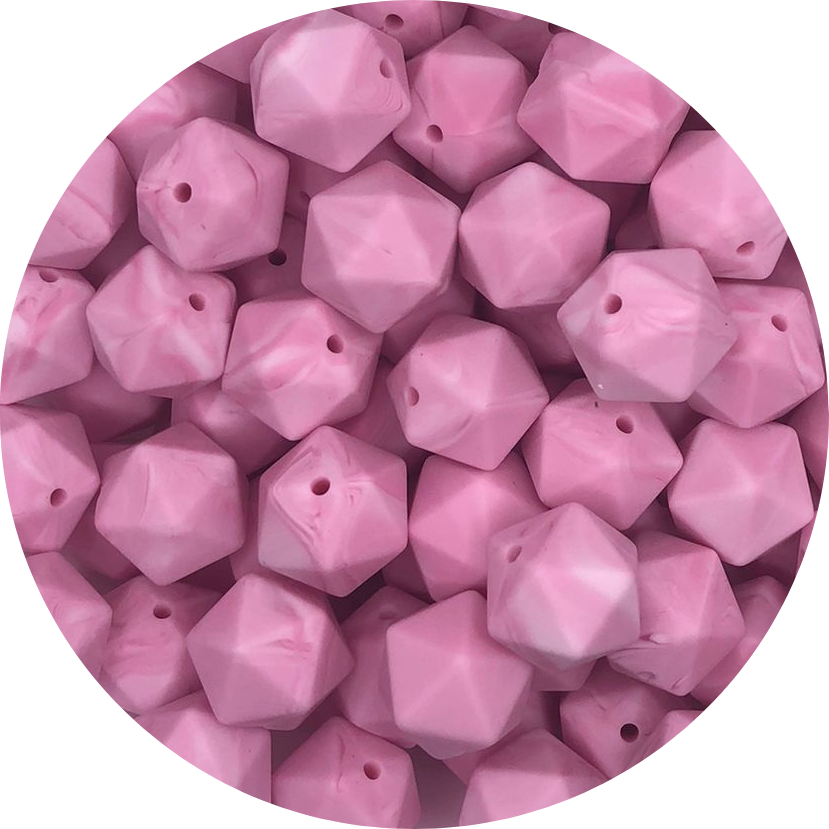 Pink Marble-icosahedron-10 Pack