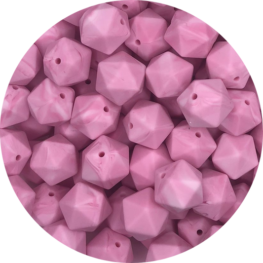 Pink Marble-icosahedron-10 Pack